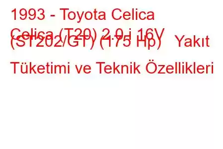 1993 - Toyota Celica
Celica (T20) 2.0 i 16V (ST202/GT) (175 Hp) Yakıt Tüketimi ve Teknik Özellikleri