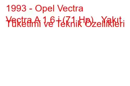 1993 - Opel Vectra
Vectra A 1.6 i (71 Hp) Yakıt Tüketimi ve Teknik Özellikleri