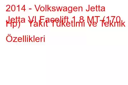 2014 - Volkswagen Jetta
Jetta VI Facelift 1.8 MT (170 Hp) Yakıt Tüketimi ve Teknik Özellikleri