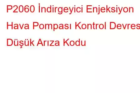 P2060 İndirgeyici Enjeksiyon Hava Pompası Kontrol Devresi Düşük Arıza Kodu