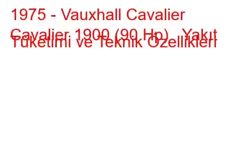 1975 - Vauxhall Cavalier
Cavalier 1900 (90 Hp) Yakıt Tüketimi ve Teknik Özellikleri