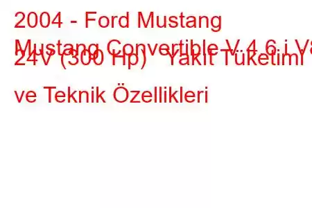 2004 - Ford Mustang
Mustang Convertible V 4.6 i V8 24V (300 Hp) Yakıt Tüketimi ve Teknik Özellikleri