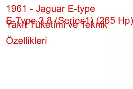 1961 - Jaguar E-type
E-Type 3.8 (Series1) (265 Hp) Yakıt Tüketimi ve Teknik Özellikleri