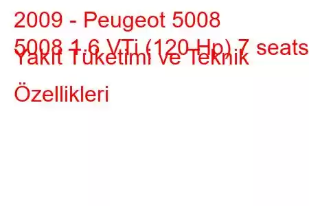 2009 - Peugeot 5008
5008 1.6 VTi (120 Hp) 7 seats Yakıt Tüketimi ve Teknik Özellikleri