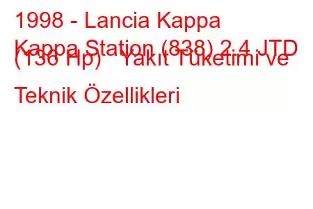 1998 - Lancia Kappa
Kappa Station (838) 2.4 JTD (136 Hp) Yakıt Tüketimi ve Teknik Özellikleri