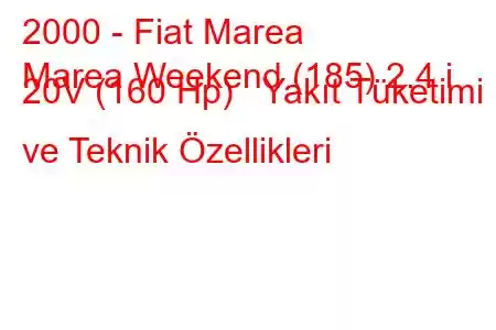 2000 - Fiat Marea
Marea Weekend (185) 2.4 i 20V (160 Hp) Yakıt Tüketimi ve Teknik Özellikleri