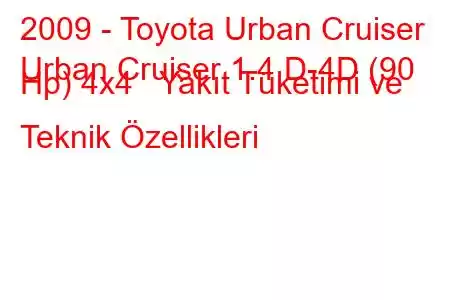 2009 - Toyota Urban Cruiser
Urban Cruiser 1.4 D-4D (90 Hp) 4x4 Yakıt Tüketimi ve Teknik Özellikleri