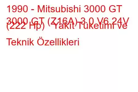 1990 - Mitsubishi 3000 GT
3000 GT (Z16A) 3.0 V6 24V (222 Hp) Yakıt Tüketimi ve Teknik Özellikleri