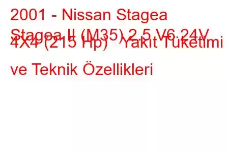 2001 - Nissan Stagea
Stagea II (M35) 2.5 V6 24V 4X4 (215 Hp) Yakıt Tüketimi ve Teknik Özellikleri