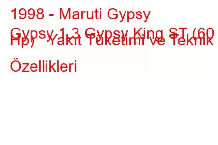 1998 - Maruti Gypsy
Gypsy 1.3 Gypsy King ST (60 Hp) Yakıt Tüketimi ve Teknik Özellikleri