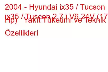 2004 - Hyundai ix35 / Tucson
ix35 / Tuscon 2.7 i V6 24V (173 Hp) Yakıt Tüketimi ve Teknik Özellikleri