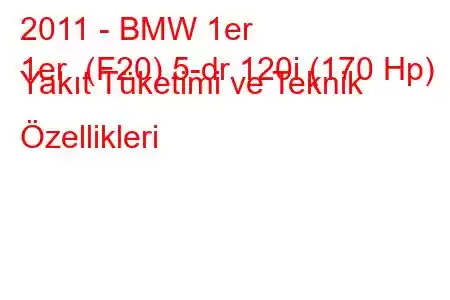 2011 - BMW 1er
1er (F20) 5-dr 120i (170 Hp) Yakıt Tüketimi ve Teknik Özellikleri