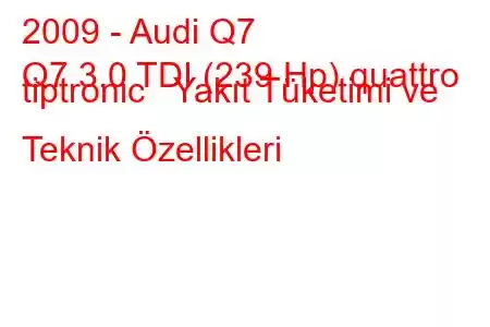 2009 - Audi Q7
Q7 3.0 TDI (239 Hp) quattro tiptronic Yakıt Tüketimi ve Teknik Özellikleri