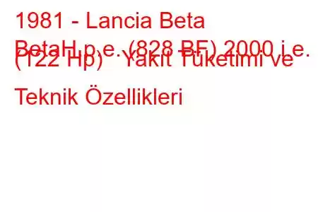 1981 - Lancia Beta
BetaH.p.e. (828 BF) 2000 i.e. (122 Hp) Yakıt Tüketimi ve Teknik Özellikleri