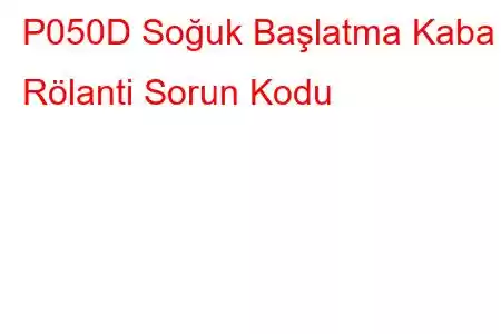 P050D Soğuk Başlatma Kaba Rölanti Sorun Kodu