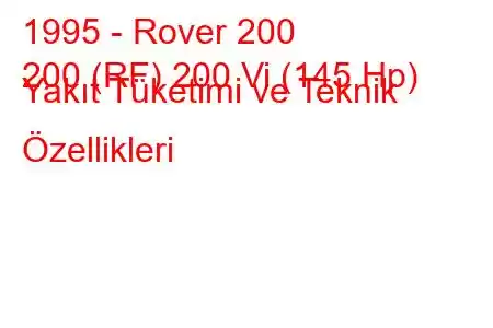 1995 - Rover 200
200 (RF) 200 Vi (145 Hp) Yakıt Tüketimi ve Teknik Özellikleri