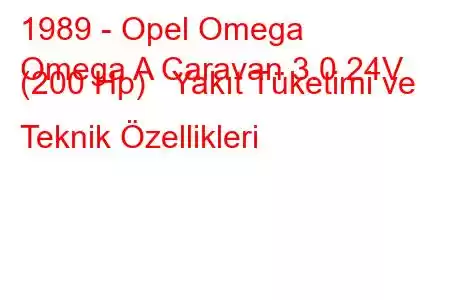 1989 - Opel Omega
Omega A Caravan 3.0 24V (200 Hp) Yakıt Tüketimi ve Teknik Özellikleri