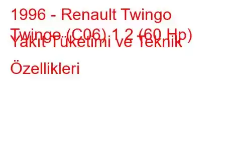 1996 - Renault Twingo
Twingo (C06) 1.2 (60 Hp) Yakıt Tüketimi ve Teknik Özellikleri