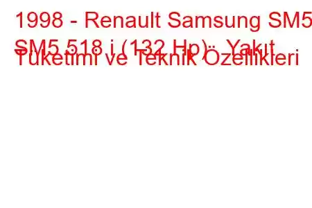 1998 - Renault Samsung SM5
SM5 518 i (132 Hp) Yakıt Tüketimi ve Teknik Özellikleri