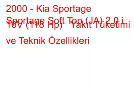 2000 - Kia Sportage
Sportage Soft Top (JA) 2.0 i 16V (118 Hp) Yakıt Tüketimi ve Teknik Özellikleri