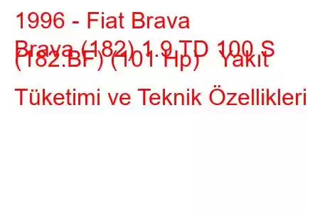 1996 - Fiat Brava
Brava (182) 1.9 TD 100 S (182.BF) (101 Hp) Yakıt Tüketimi ve Teknik Özellikleri