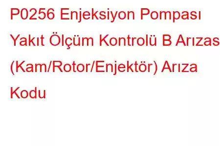 P0256 Enjeksiyon Pompası Yakıt Ölçüm Kontrolü B Arızası (Kam/Rotor/Enjektör) Arıza Kodu