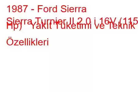 1987 - Ford Sierra
Sierra Turnier II 2.0 i 16V (115 Hp) Yakıt Tüketimi ve Teknik Özellikleri