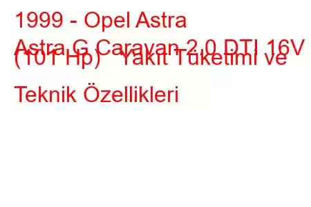 1999 - Opel Astra
Astra G Caravan 2.0 DTI 16V (101 Hp) Yakıt Tüketimi ve Teknik Özellikleri