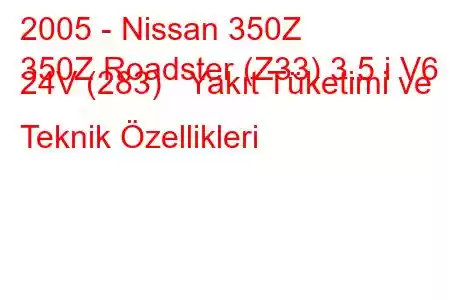 2005 - Nissan 350Z
350Z Roadster (Z33) 3.5 i V6 24V (283) Yakıt Tüketimi ve Teknik Özellikleri