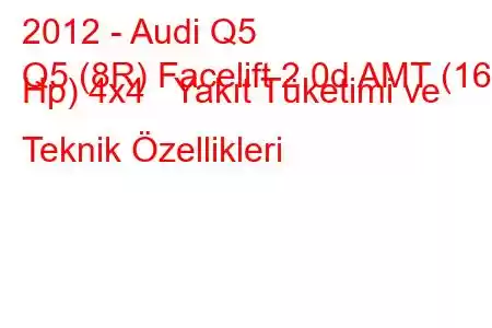 2012 - Audi Q5
Q5 (8R) Facelift 2.0d AMT (163 Hp) 4x4 Yakıt Tüketimi ve Teknik Özellikleri