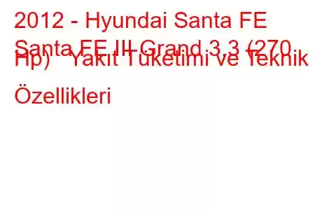 2012 - Hyundai Santa FE
Santa FE III Grand 3.3 (270 Hp) Yakıt Tüketimi ve Teknik Özellikleri