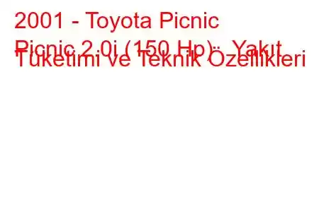 2001 - Toyota Picnic
Picnic 2.0i (150 Hp) Yakıt Tüketimi ve Teknik Özellikleri