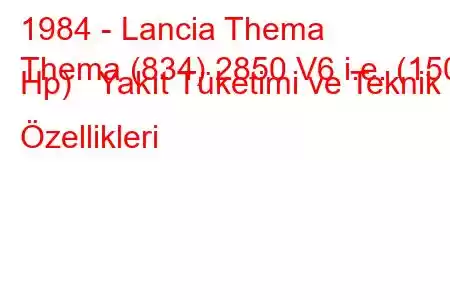 1984 - Lancia Thema
Thema (834) 2850 V6 i.e. (150 Hp) Yakıt Tüketimi ve Teknik Özellikleri