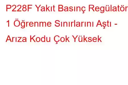 P228F Yakıt Basınç Regülatörü 1 Öğrenme Sınırlarını Aştı - Arıza Kodu Çok Yüksek