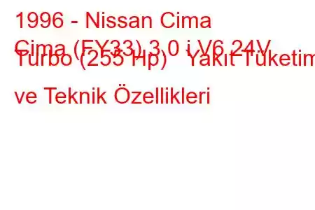 1996 - Nissan Cima
Cima (FY33) 3.0 i V6 24V Turbo (255 Hp) Yakıt Tüketimi ve Teknik Özellikleri