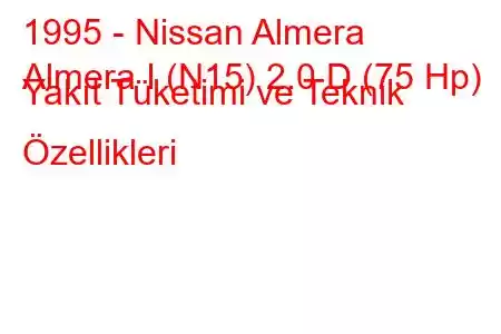 1995 - Nissan Almera
Almera I (N15) 2.0 D (75 Hp) Yakıt Tüketimi ve Teknik Özellikleri