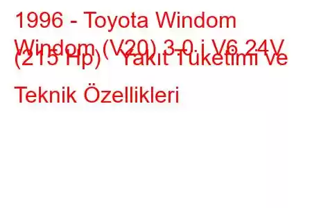 1996 - Toyota Windom
Windom (V20) 3.0 i V6 24V (215 Hp) Yakıt Tüketimi ve Teknik Özellikleri