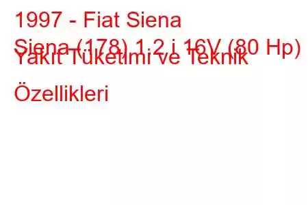 1997 - Fiat Siena
Siena (178) 1.2 i 16V (80 Hp) Yakıt Tüketimi ve Teknik Özellikleri