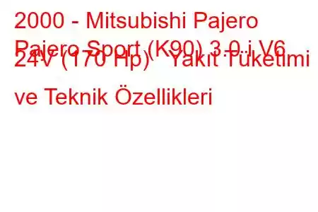 2000 - Mitsubishi Pajero
Pajero Sport (K90) 3.0 i V6 24V (170 Hp) Yakıt Tüketimi ve Teknik Özellikleri