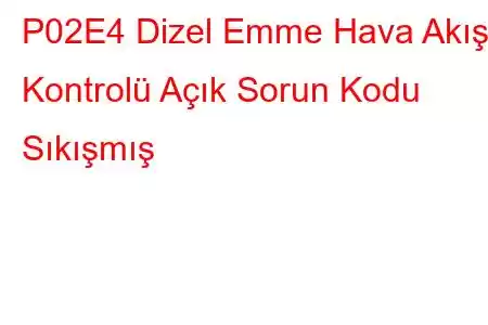 P02E4 Dizel Emme Hava Akış Kontrolü Açık Sorun Kodu Sıkışmış