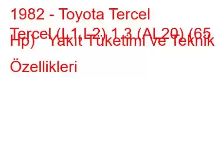 1982 - Toyota Tercel
Tercel (L1,L2) 1.3 (AL20) (65 Hp) Yakıt Tüketimi ve Teknik Özellikleri