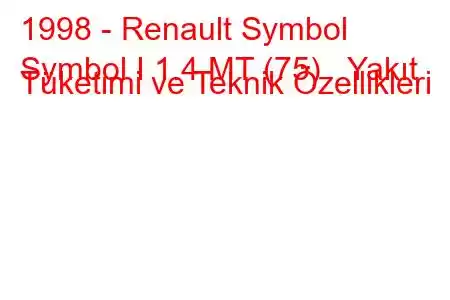 1998 - Renault Symbol
Symbol I 1.4 MT (75) Yakıt Tüketimi ve Teknik Özellikleri