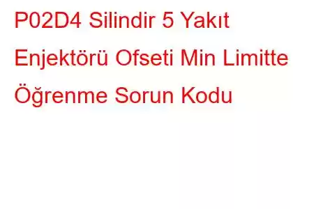 P02D4 Silindir 5 Yakıt Enjektörü Ofseti Min Limitte Öğrenme Sorun Kodu