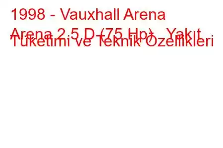 1998 - Vauxhall Arena
Arena 2.5 D (75 Hp) Yakıt Tüketimi ve Teknik Özellikleri