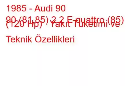 1985 - Audi 90
90 (81,85) 2.2 E quattro (85) (120 Hp) Yakıt Tüketimi ve Teknik Özellikleri