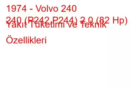 1974 - Volvo 240
240 (P242,P244) 2.0 (82 Hp) Yakıt Tüketimi ve Teknik Özellikleri