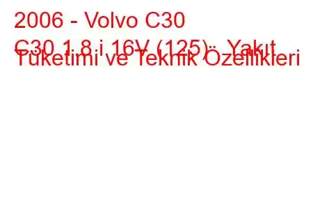 2006 - Volvo C30
C30 1.8 i 16V (125) Yakıt Tüketimi ve Teknik Özellikleri