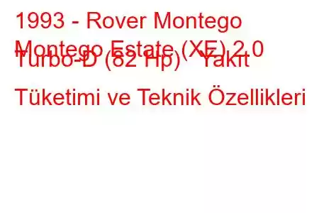 1993 - Rover Montego
Montego Estate (XE) 2.0 Turbo-D (82 Hp) Yakıt Tüketimi ve Teknik Özellikleri