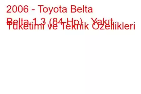 2006 - Toyota Belta
Belta 1.3 (84 Hp) Yakıt Tüketimi ve Teknik Özellikleri