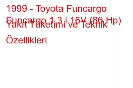 1999 - Toyota Funcargo
Funcargo 1.3 i 16V (86 Hp) Yakıt Tüketimi ve Teknik Özellikleri